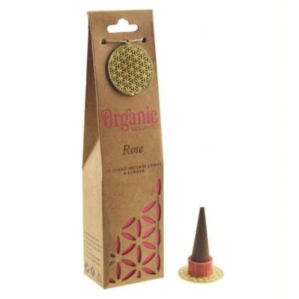 ORGANIC Goodness Incense Cones ROSE with Ceramic Holder
