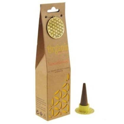 ORGANIC Goodness Incense Cones SANDALWOOD with Ceramic Holder