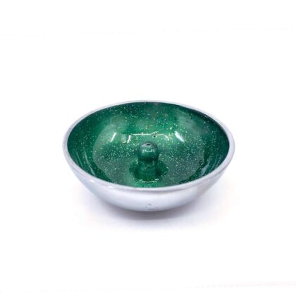 Aluminium Incense Dish GREEN with Glitter