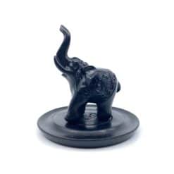 Incense Holder Black Resin ELEPHANT on plate