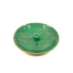 Incense Holder Brass Dragonfly Green