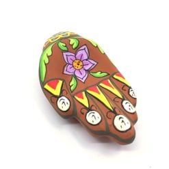 Incense Holder Clay Hand Painted Hand TERRACOTTA with Flower