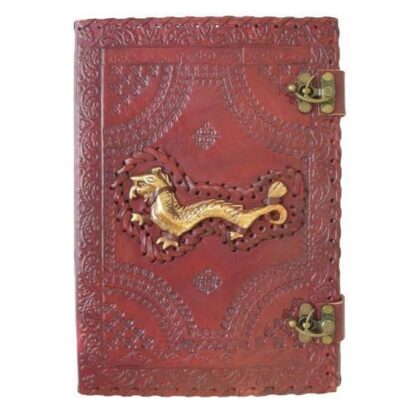 Large Leather Journal - Gold Dragon