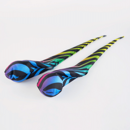Silky Sock Poi Pair Black Rainbow