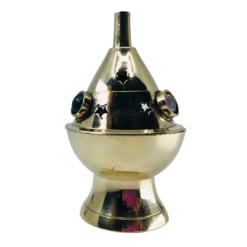 Brass Cone Burner on Stand with Stones 9cm