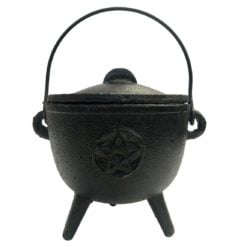Cauldron Cast Iron With Lid Pentagram Large