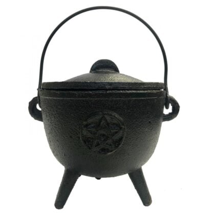 Cauldron Cast Iron With Lid Pentagram Large