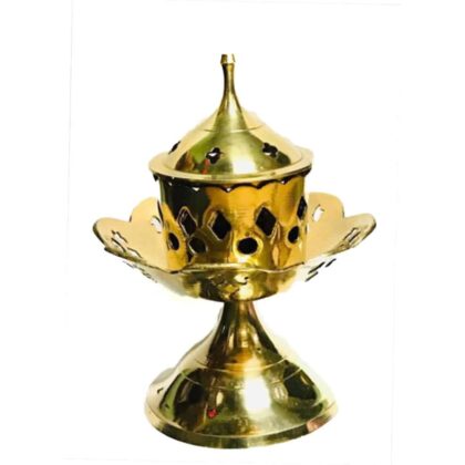 Brass Incense & Cone Holder Lotus Extra Large 14cm