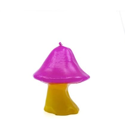 Small Mushroom Candle Hot Pink Yellow - Nimbin Candles