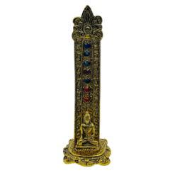 Aluminium Incense Holder STAND GOLDEN BUDDHA with 7 CHAKRA STONE