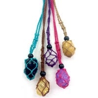 Gem Holder Macrame Beaded