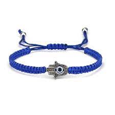 Blue Eye Bracelet Cord Blue - Hamsa Hand