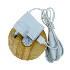 Electrical Light Cord LED White with Wooden Base
