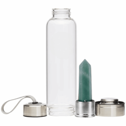 Crystal Glass Water Bottle GREEN AVENTURINE