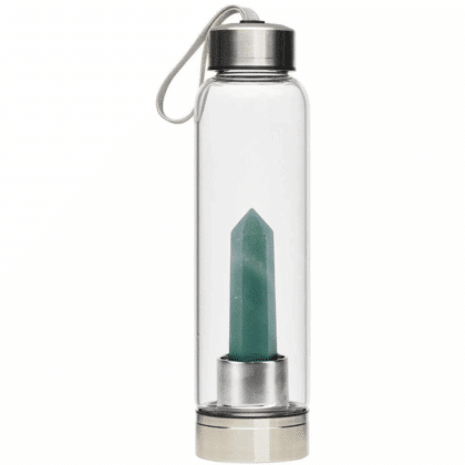 Crystal Glass Water Bottle GREEN AVENTURINE