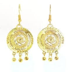 Georgian Earrings Small Solar Disc with Beads
