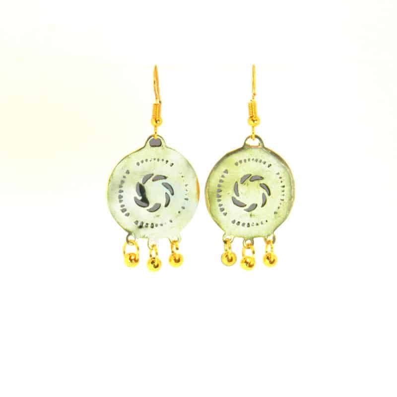 Georgian Earrings Small Solar Disc with Beads