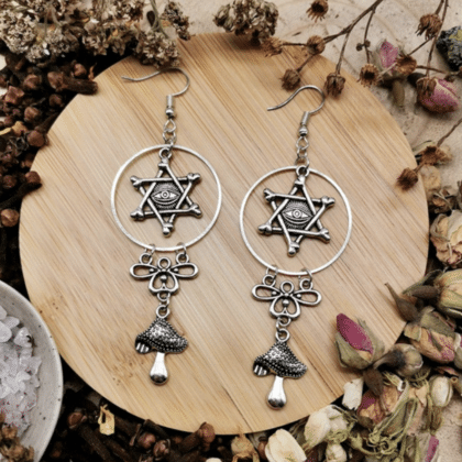 Sun Mushroom Charm Earring