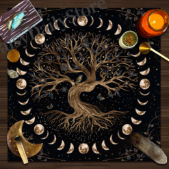 Tree of Life Tarot Card Tablecloth Moon Phase Altar Cloth