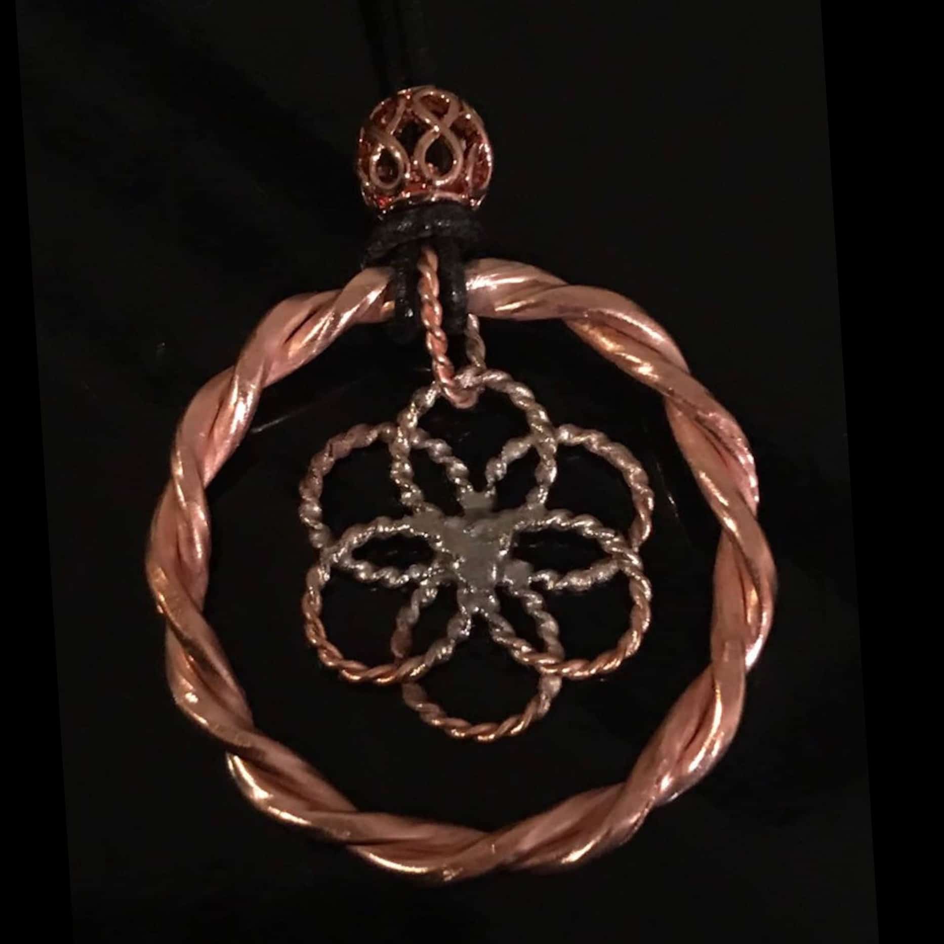 Teotihaucan Copper Lotus Pendant - Sacred Knowledge Energy Tools