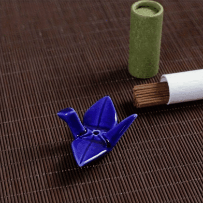 Handmade Paper Crane Incense Stick Holder Blue