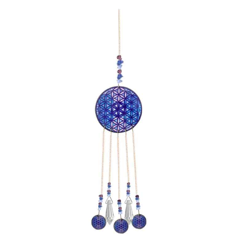 Wooden Hanging - Flower of Life Purple