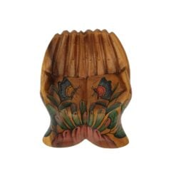 Floral Painted Wooden Hands Bowl