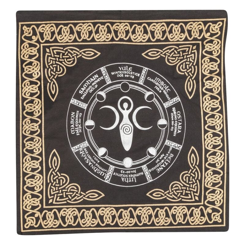 Altar Cloth - Goddess Moon Black Gold