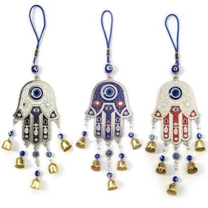 Wind Chime Evil Eye Hand Of Fatima Blue