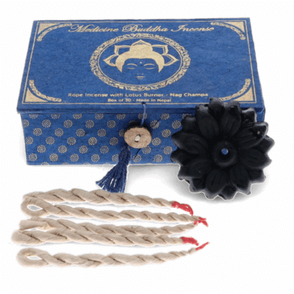 Nag Champa - Cord Incense and Lotus Burner
