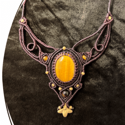 Micro Macrame Necklace with Tiger Eye stone