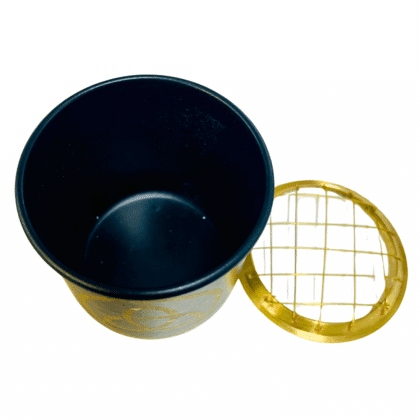 Incense Charcoal Burner BLACK GOLD TRIQUETRA with Brass Grid