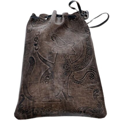 Leather Tarot Bag - Cat Moon Phases Leather Tarot Bag