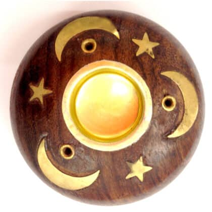 INCENSE & CONE HOLDER Wooden BABY ROUND STAR AND MOON