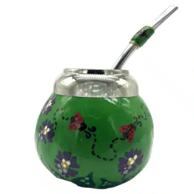 Ladybug ceramic Gourd with Straw