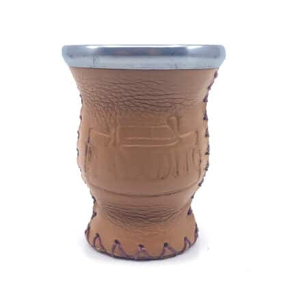 Playadito Gourd Glass And Leather Brown